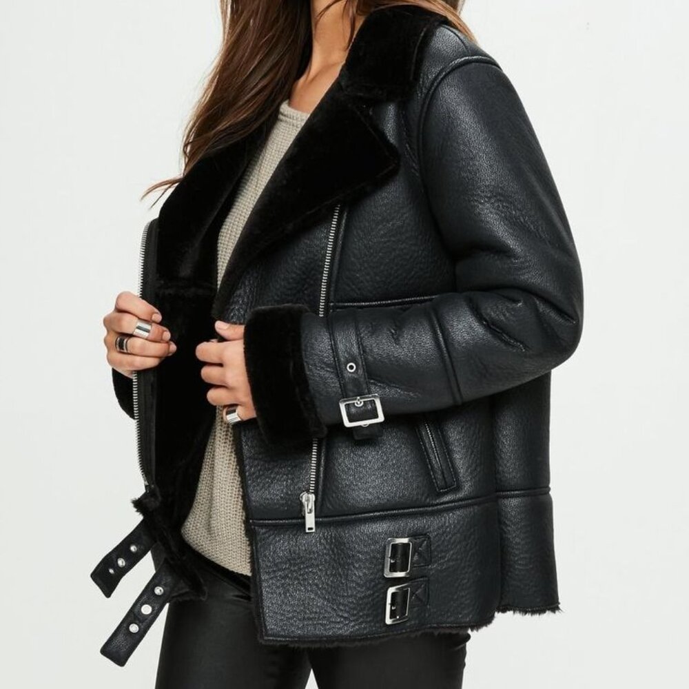 Miss Selfridge Longline Aviator Jacket